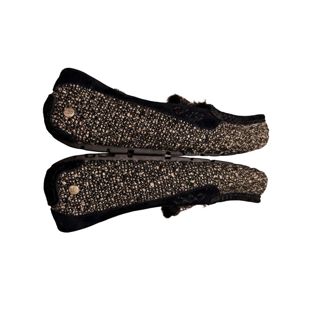 UGG Ansley Fancy Moccasin Slippers Black Tweed Metallic Gold Limited Edition 7